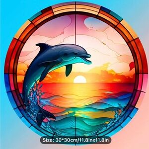 Diamond Art Kit NIP Dolphin Stained Glass Design